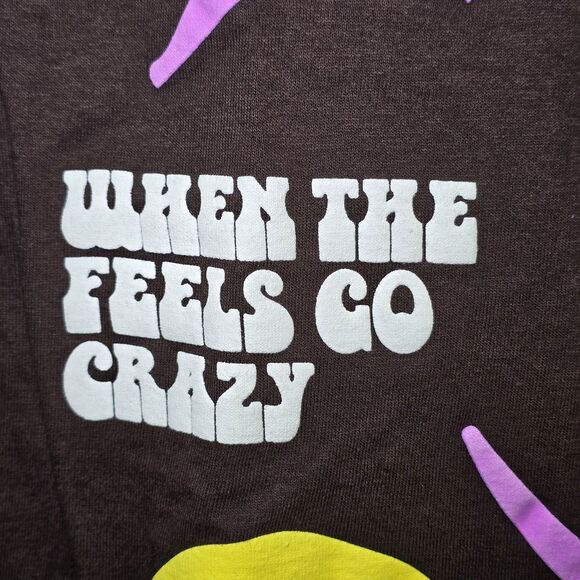 Pacsun Delirium Graphic T-Shirt Unisex Medium Brown Smiley Retro Tee - Picture 4 of 7